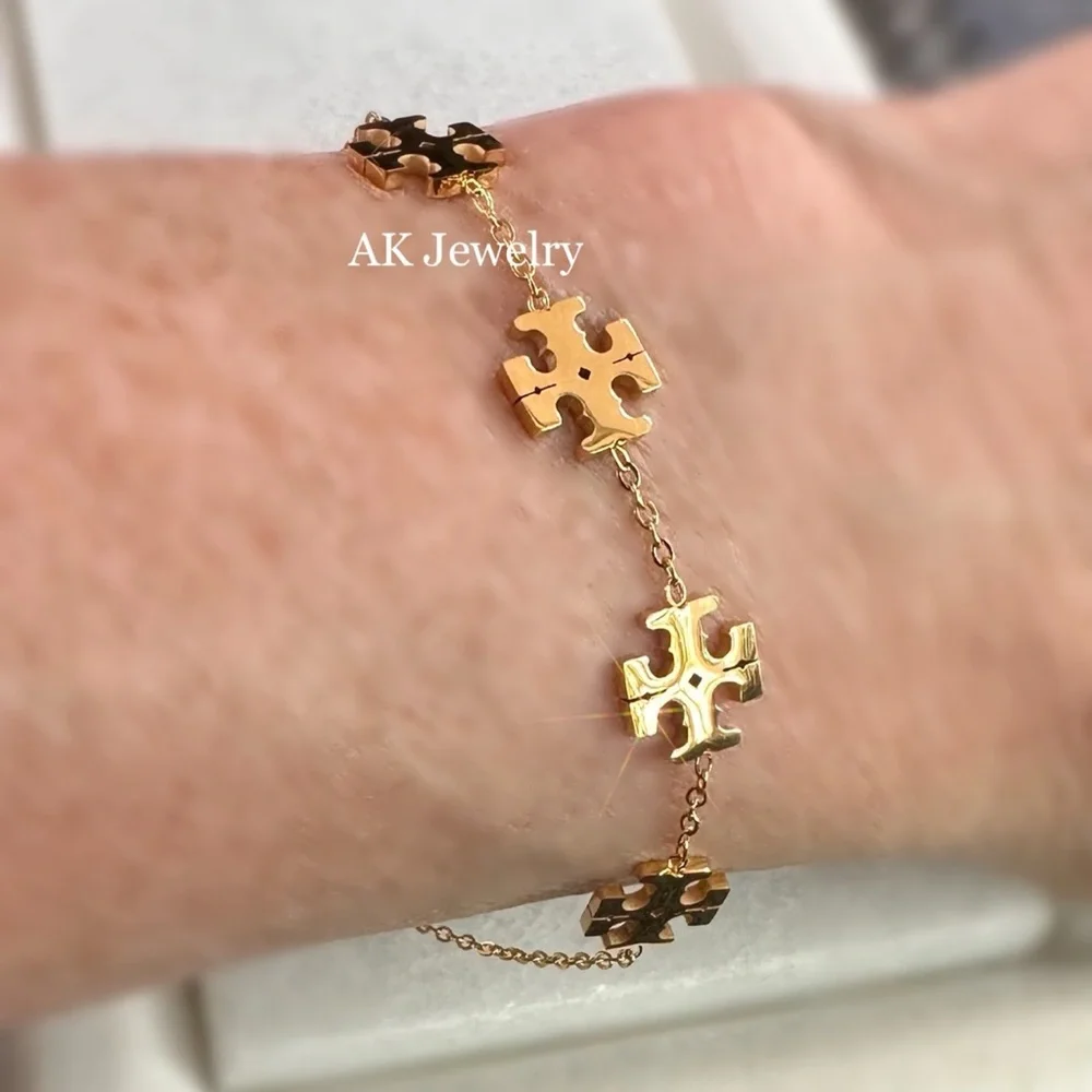 💎18k LUXURY Bracelet Gold Clover 5 Motif Bracelet